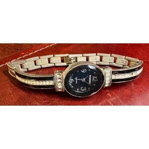 Women's 20mm Wincci Watch, Black Enamel and Silver Tone, Crystal Accents